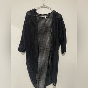 Red Lolly Black Sheer Open-Front Cardigan Size Large